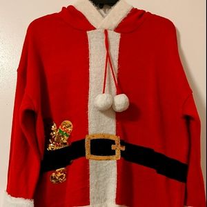 #4 Santa Sweater attached hat (size large)
